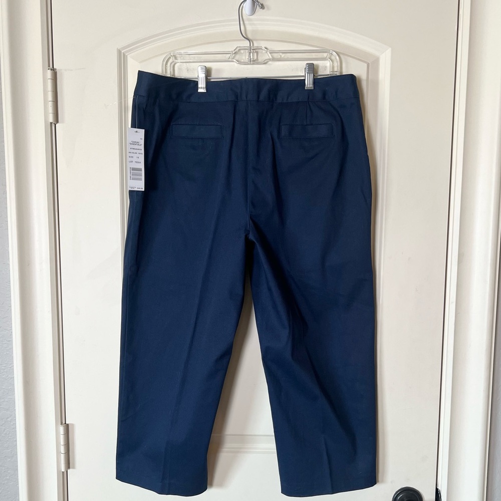 NWT Harve Benard Navy Blue Capri Pants Size 14 Cropped Stretch Slacks Capris - Picture 7 of 11